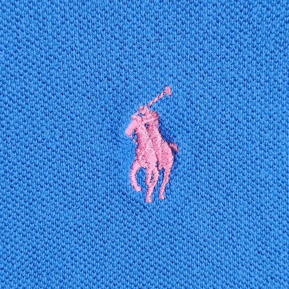 Polo Ralph Lauren 3XLT Short Sleeve Blue Polo Shirt Pink Embroidery Logo Cotton - Picture 4 of 16